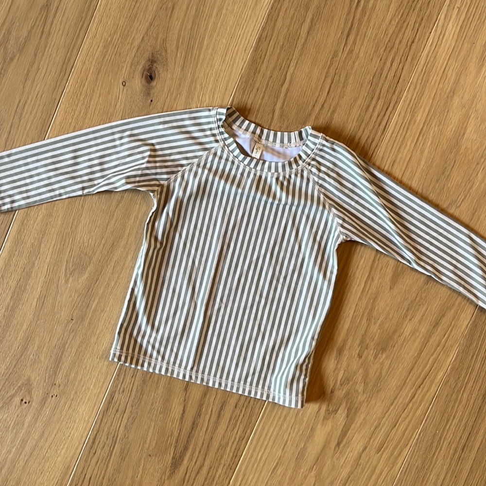 Rylee & Cru Boys Teal Striped Rashguard 2/3